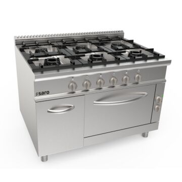 SARO Gasfornuis + elektrische oven 6 branders LQ model LQ / CUG6NE, 423-8030