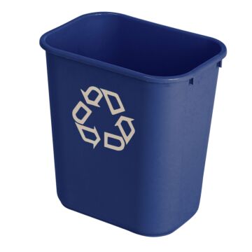 Rechthoekige afvalbak 26,6 ltr, Rubbermaid, model: VB 002956, blauw, recyclingsymbool