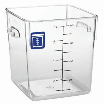 Vierkante container 7,6 liter, Rubbermaid, model: VB 232219, 6 stuks per verpakking, transparant, blauw