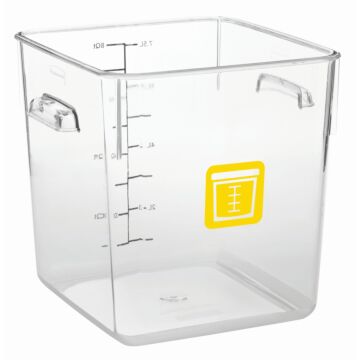 Vierkante container 7,6 liter, Rubbermaid, model: VB 232226, 6 stuks per verpakking, transparant, geel