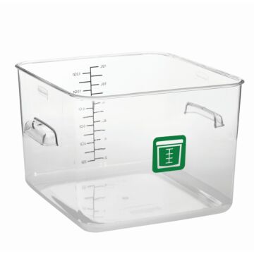 Vierkante container 11,4 liter, Rubbermaid, model: VB 232271, 6 stuks per verpakking, transparant, groen