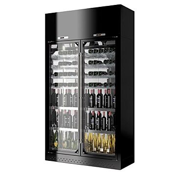 Wijnklimaatkast Nordcap 2 deuren, 2 zones, zwart, 914L, 145(B) X 215(H) X63(D), 230V/900W