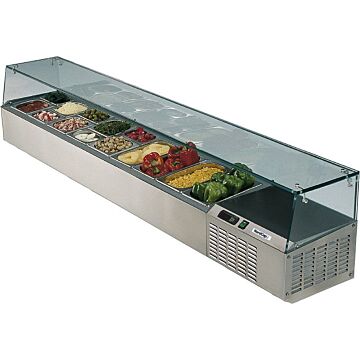 Opzetkoelvitrine Nordcap 67L, bijv 1/4 1/6 en 1/9GN, 219(B) X 39(H) X 32(D), 230V/190W