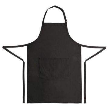 Schort Chef Works, halterschort, zwart, lang, met zak, poly/ktn, 87x61cm