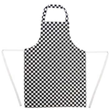Schort Whites Chefs Clothing, halterschort, zwart/wit, lang, zonder zak, poly/ktn, 97x71cm