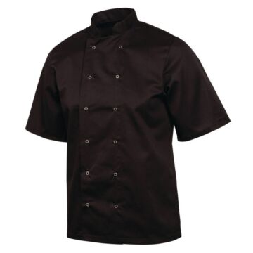 Koksbuis Whites Chefs, Vegas, korte mouw, zwart, poly/ktn, unisex, dubbele sluiting, basic, 235 g/m2