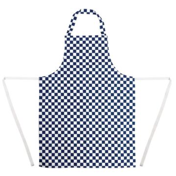 Schort Whites Chefs Clothing, halterschort, blauw/wit, lang, zonder zak, poly/ktn, 97x72cm