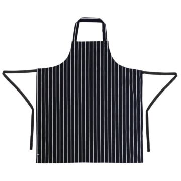 Schort Whites Chefs Clothing, halterschort, blauw/wit, extra lang, zonder zak, poly/ktn, 104x90cm