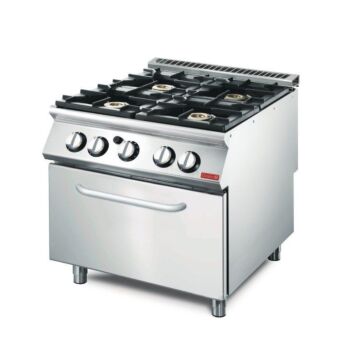 Gaskooktoestel Gastro M, 4 branders met gasoven, 80(b)x85(h)x70(d)cm, 23,4kW