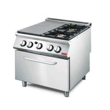 Platenfornuis Gastro M, 2 branders en gasoven, 80(b)x85(h)x70(d)cm, 19,7kW