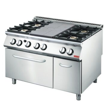 Platenfornuis Gastro M, 4 branders en gasoven, 120(b)x85(h)x70(d)cm, 27,5kW