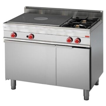 Platenfornuis Gastro M, 2 branders en gasoven, 110(b)x85(h)x65(d)cm, 21,8kW