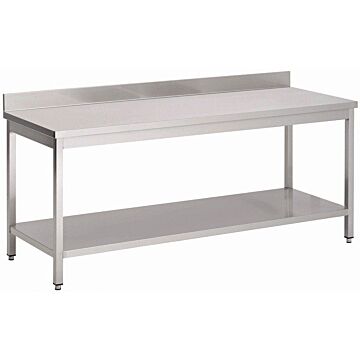 RVS Werktafel Gastro M, onderblad, achteropstand, 70(b)x70(d)x85(h)cm