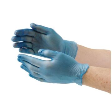Vogue blauwe vinyl handschoenen poeder-vrij maat S, 100 stuks