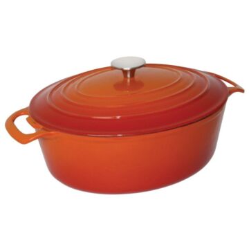 Braadpan Vogue, ovaal, oranje, 5ltr, 11(h)x24,3(b)x29,5(d)cm