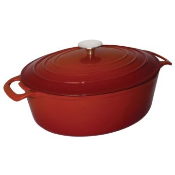 Braadpan Vogue, ovaal, rood, 5ltr, 11(h)x24,3(b)x29,5(d)cm