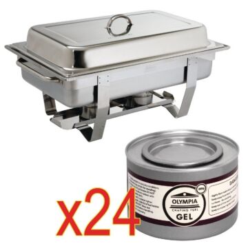 Chafing Dish Olympia, RVS, 1/1GN, 9L, 63,5x31,7x10,2cm, compleet