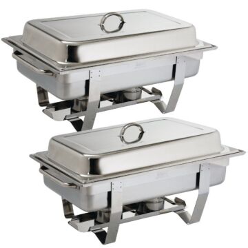 Chafing Dish Olympia, RVS, 1/1GN, 9L, 63,5(b)x31,8(h)x10,2(d)cm, Compleet, 2 stuks