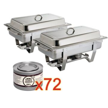 Chafing Dish Olympia, RVS, 9L, 63,5x31,7(d)x10,2cm, 2 stuks