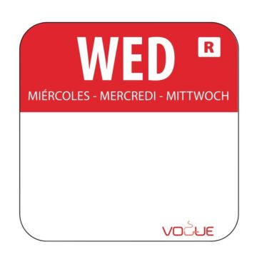 Kleurcode sticker woensdag/rood Vogue, 1000 stuks
