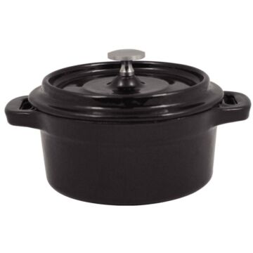 Braadpan Vogue, mini, rond, zwart, binnenmaat 45(h)x84(b)x130(d)mm