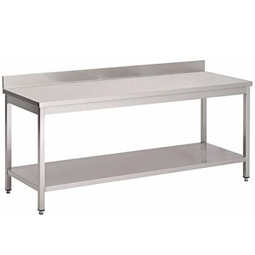 RVS Werktafel Gastro M, onderblad, achteropstand, 140(b)x60(d)x85(h)cm