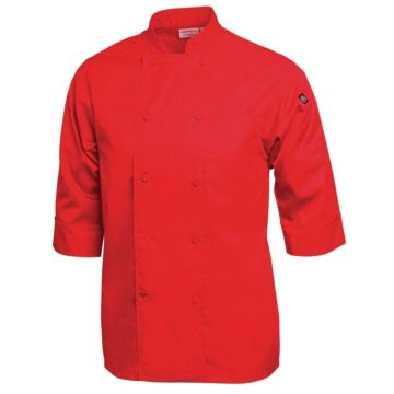 Koksbuis Chef Works, Colour, 3/4 mouw, rood, poly/ktn, unisex, dubbele sluiting, stoffen knopen, 175 g/m2