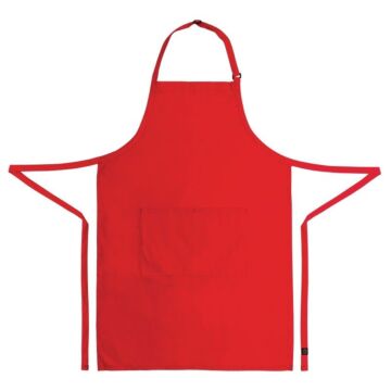 Schort Chef Works, halterschort, rood, kort, met zak, poly/ktn, 86x61cm