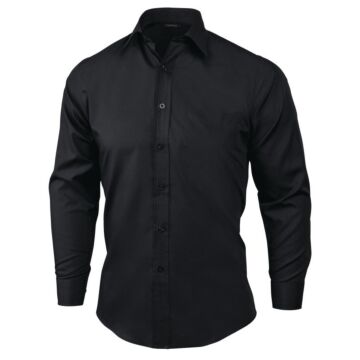 UniformWorks Heren Overhemd, Zwart (Poly/Ktn.)
