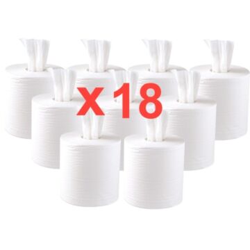 Handdoekrollen Jantex, wit, centre feed, 2-laags, 18 stuks, dispenser zie: GD836 en GJ030