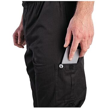 Chef Works unisex slim fit cargo broek zwart XL, Taillemaat: 105-112cm. Binnenbeenlengte: 84cm