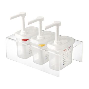 Araven set van 3 sausdispensers GN 1/9 transparant 1,5ltr