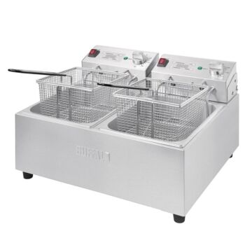 Buffalo dubbele friteuse 2x5L met timer, 56,5(b)x45x(d)35,5(h)cm, 2x230V/2x2800W