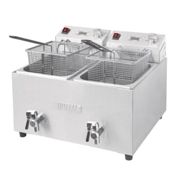 Buffalo dubbele friteuse 2x8L met timer, 56,5(b)x51x(d)44(h)cm, 2x230V/2x2900W