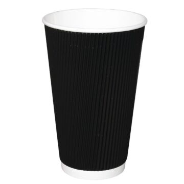 Fiesta koffiebekers met geribbelde wand zwart 45,5cl