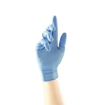 Versterkte blauwe antibacteriële nitriel handschoenen S