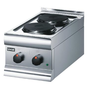 Lincat Silverlink 600 2-pits elektrische kookplaat HT3, 29(h) x 30(b) x 60(d)cm, 230V, Aansluitwaarde: 3kW
