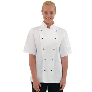 Whites Chicago unisex koksbuis korte mouw wit XL, Borstomvang: 122-127cm