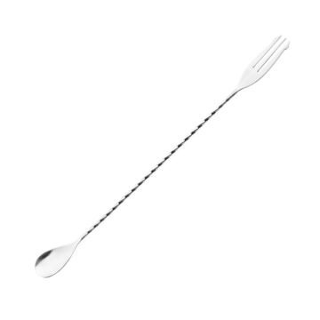 Olympia cocktaillepel met vork RVS, 30(h) x 2(b)cm