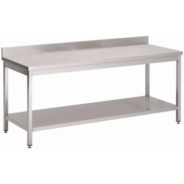 Gastro M RVS werktafel met onderblad en achteropstand 85x120x70cm, 85(h) x 120(b) x 70(d)cm