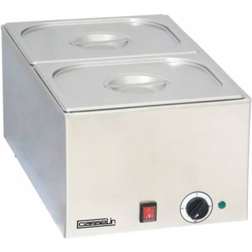 Bain Marie Casselin, 2xGN1/2, 150mm diep, 230V/1200W, incl bakken en deksels 