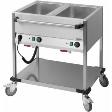 Bain marie Transportwagen Casselin, RVS, voor 2xGN1/1, 85x90(h)x70cm, Aftapkraan     