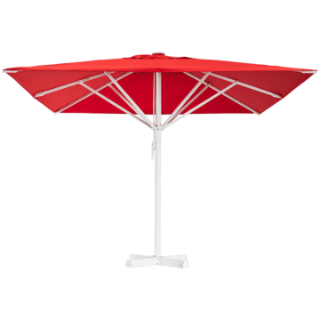 Horeca parasol, zonder volant, vierkant, rood, 4,5 meter