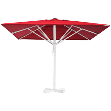 Horeca parasol, zonder volant, vierkant, rood, 3,5 meter