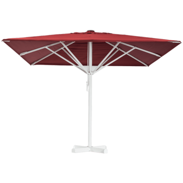 Horeca parasol, zonder volant, vierkant, bordeaux, 4,5 meter