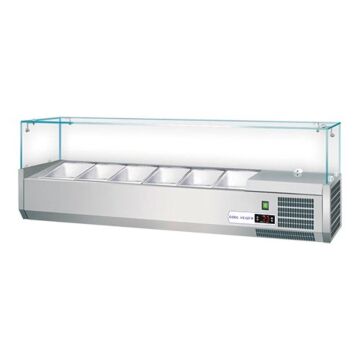 Opzetkoelvitrine Coolhead, 5x 1/4GN, glasopzet, H44 x B34 x L120, 230V / 340W