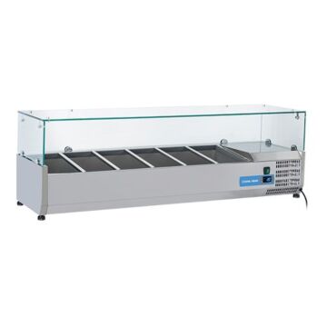 Opzetkoelvitrine Coolhead, 6x 1/3GN, glasopzet, H44 x B40 x L140, 230V / 340W