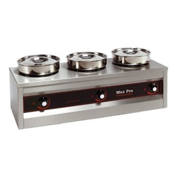 Bain Marie Foodwarmer Maxpro, 3 potten, H29 x B26 x L76, 230V / 495W