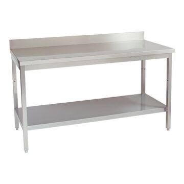 RVS Werktafel 80cm met achteropstand en onderblad, 80 Bx70(D)x85(H)cm, Multinox