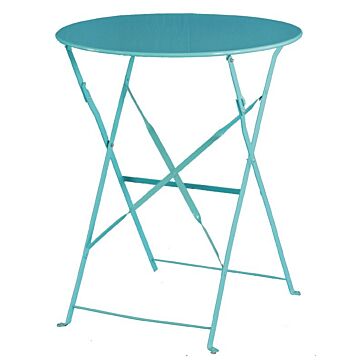 Inklapbare stalen tafel Bolero, weerbestendig, blauw, 71(h)x59,5Øcm